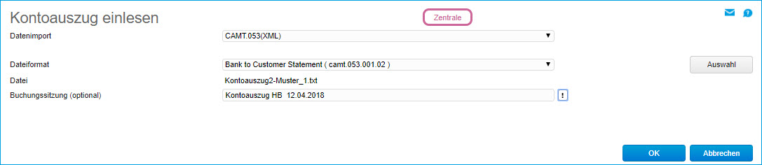 Auszug einlesen 1