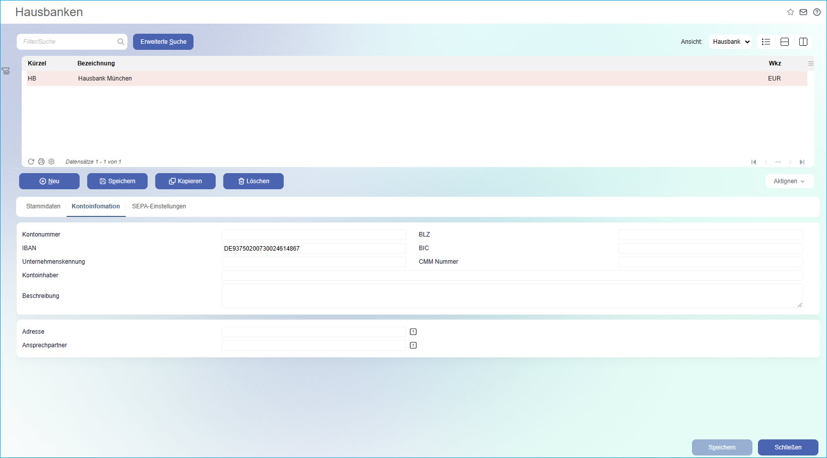 Register Kontoinformation 0