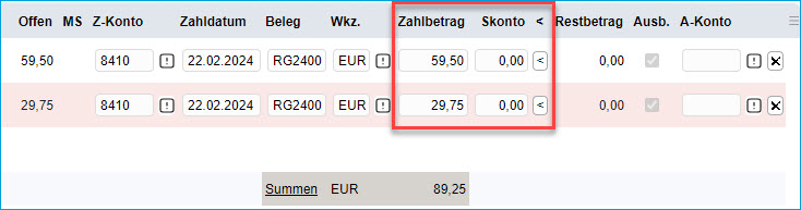 Zahlungseingänge buchen 2
