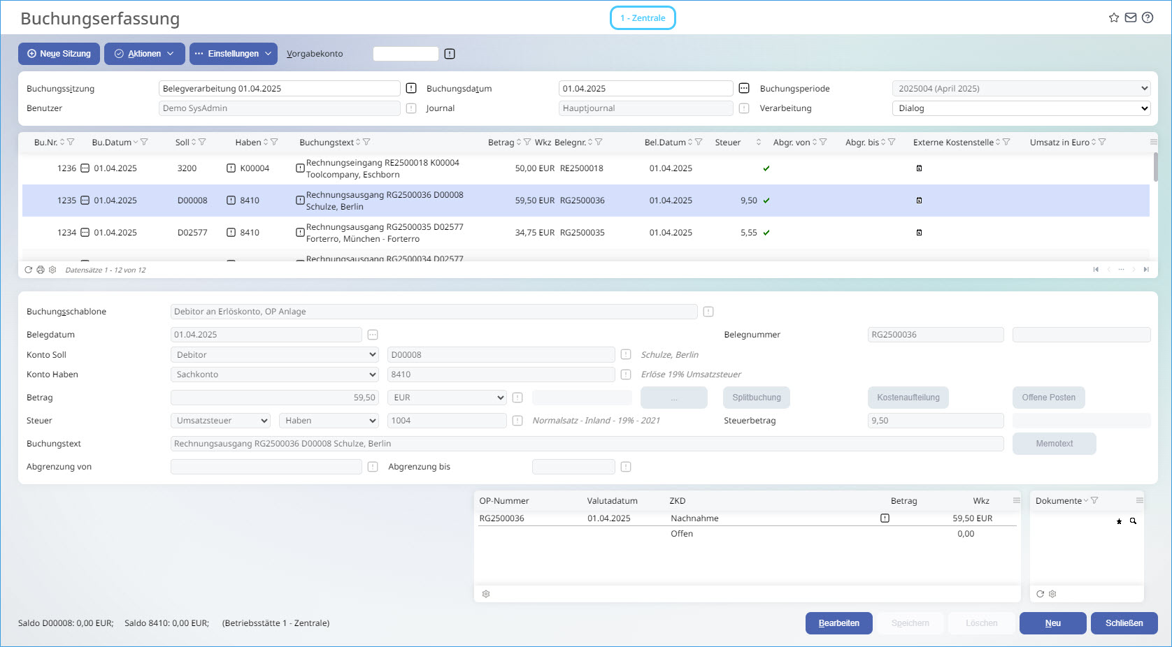 Die Buchungserfassung 0