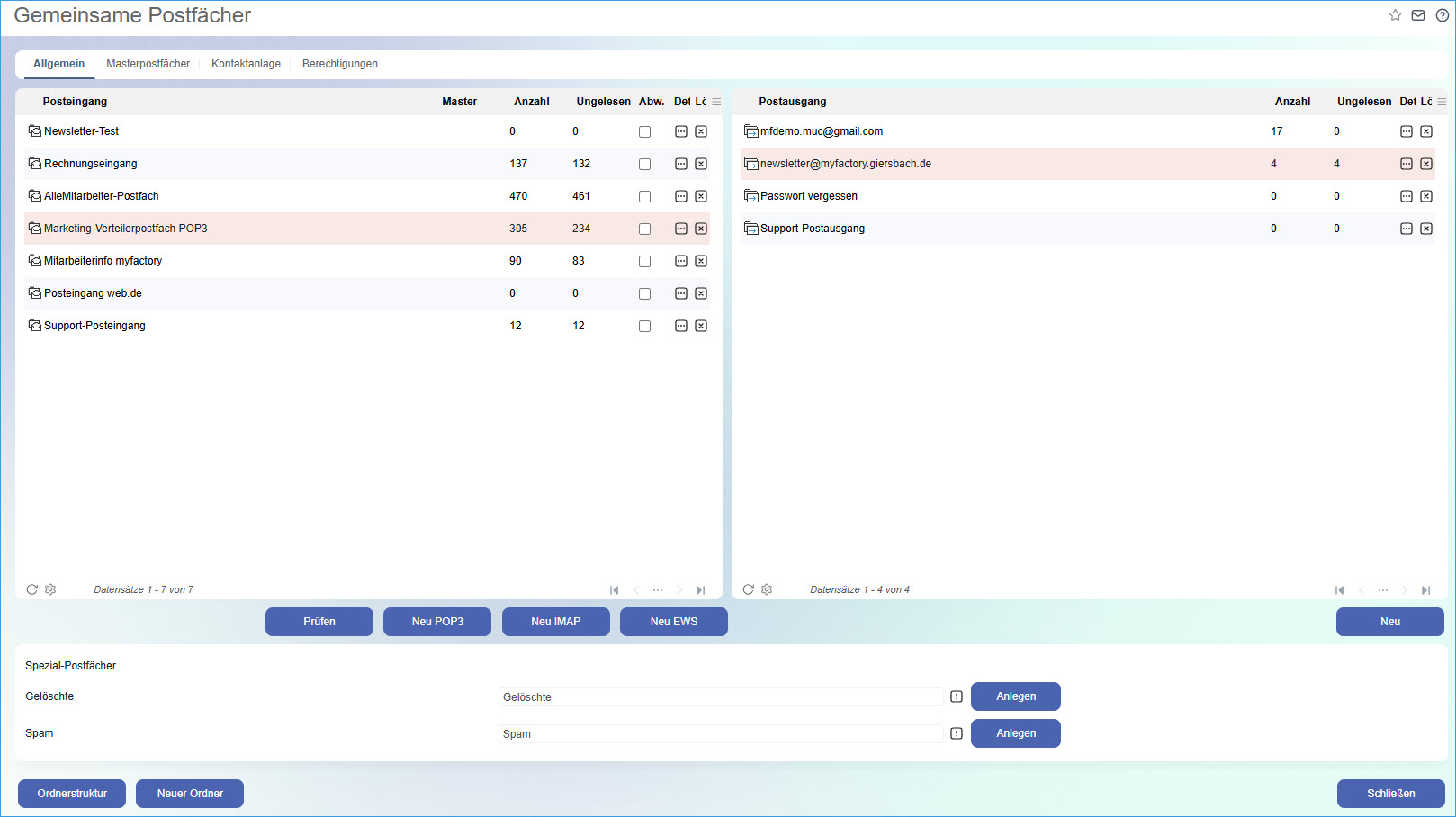 Gemeinsame Postfächer 0