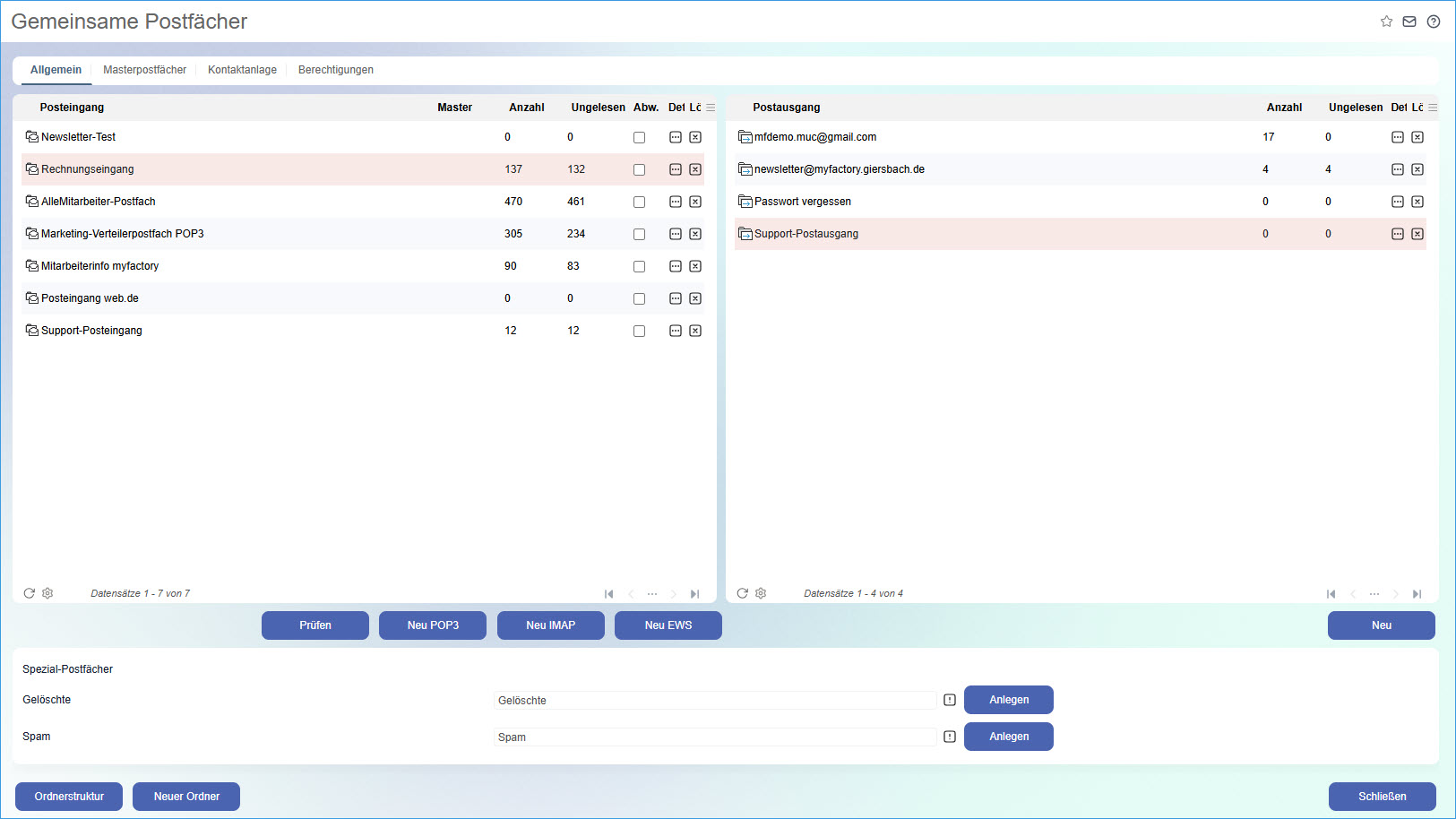 Gemeinsame Postfächer 1