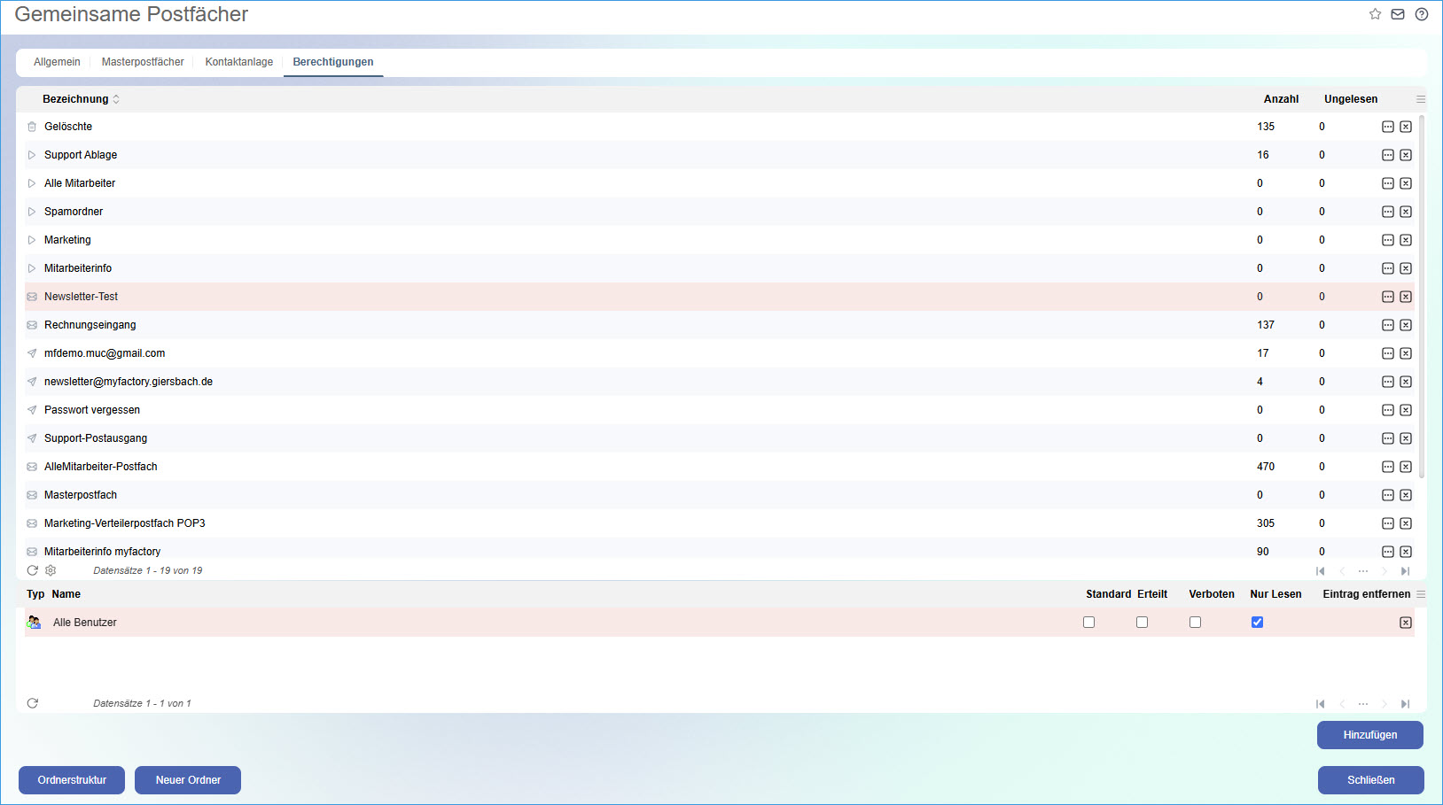 Gemeinsame Postfächer 8