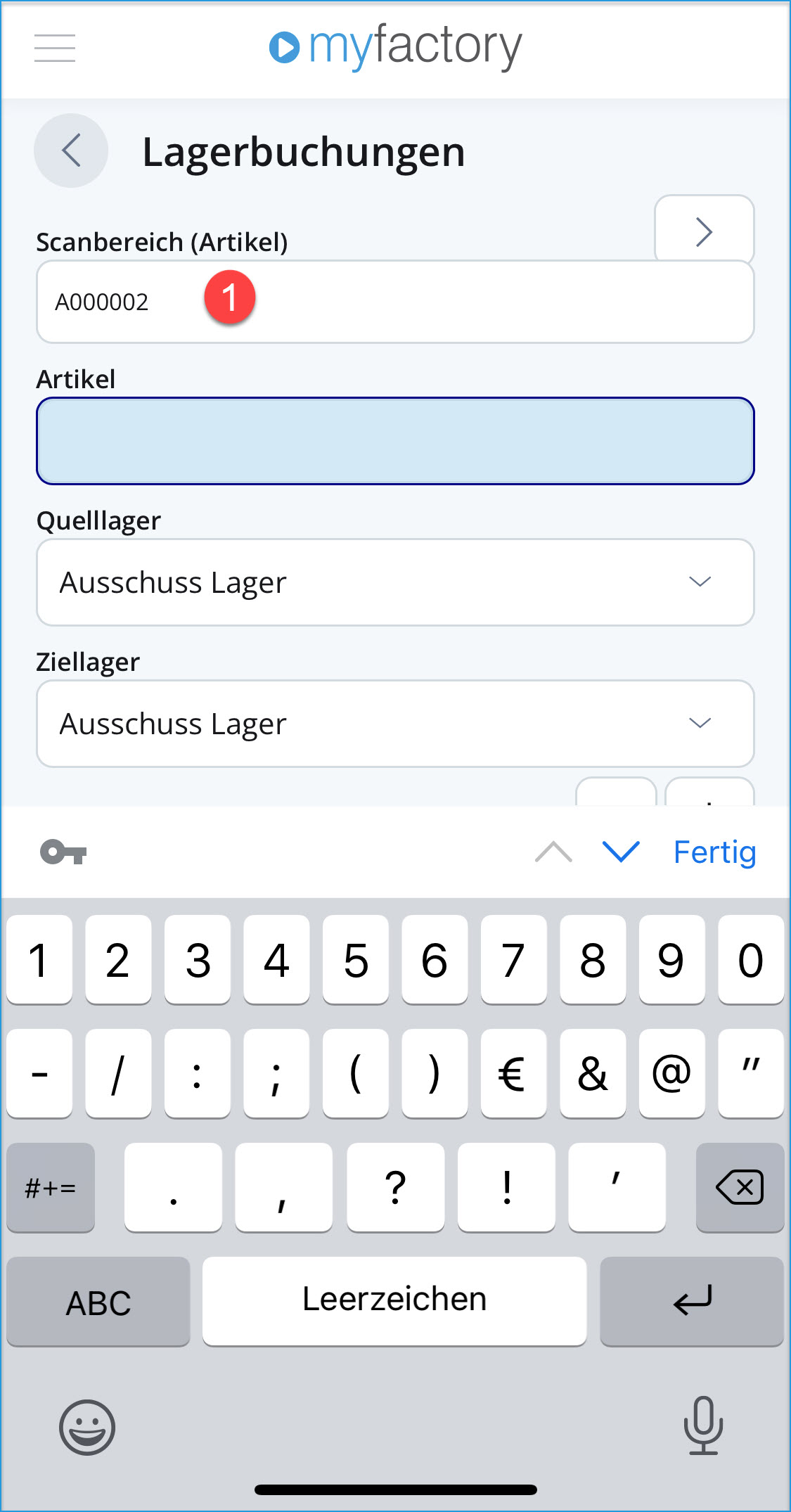 Entnahme interne Lagerumbuchung 0