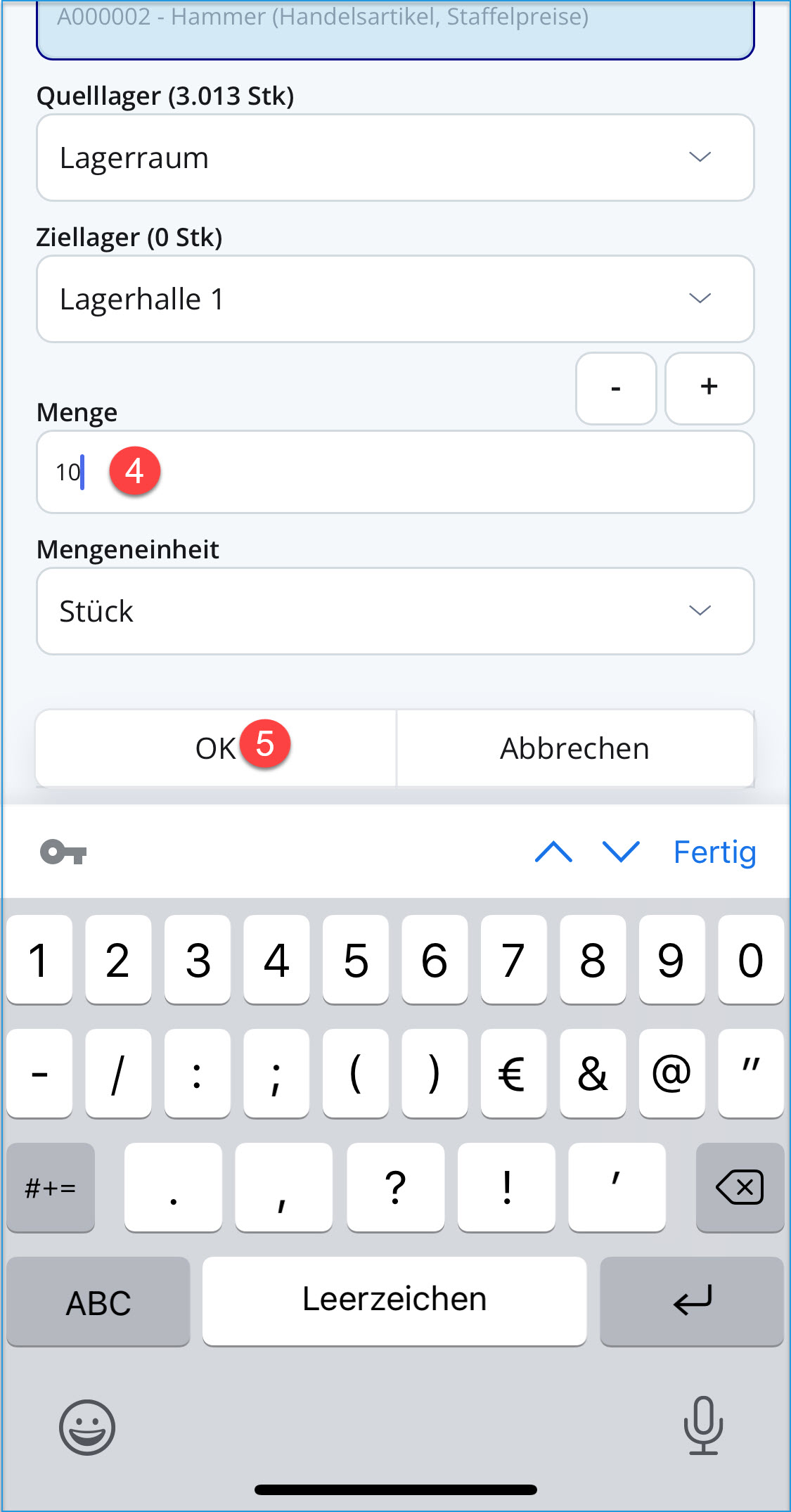 Entnahme interne Lagerumbuchung 3