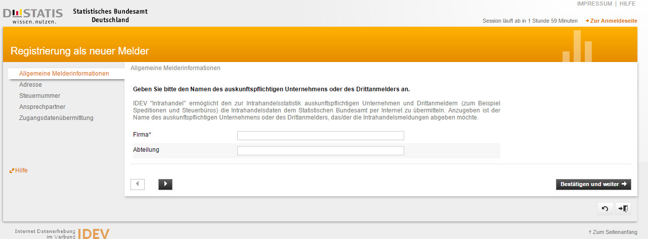 Intrastat: IDEV-Verfahren 2