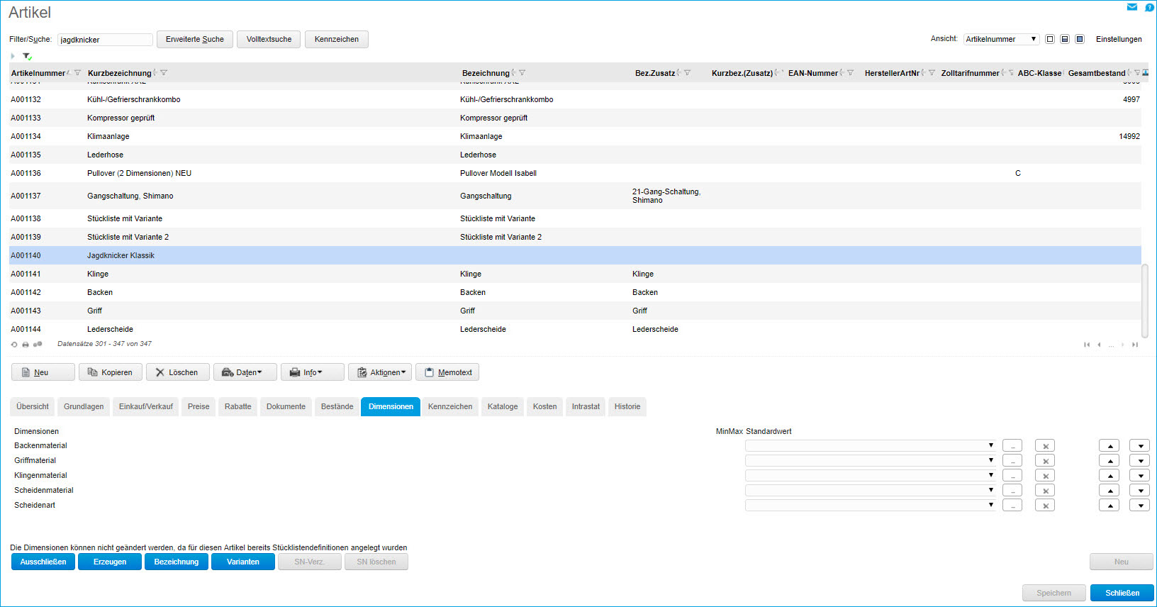 Variantenauflösung in der Stückliste 1