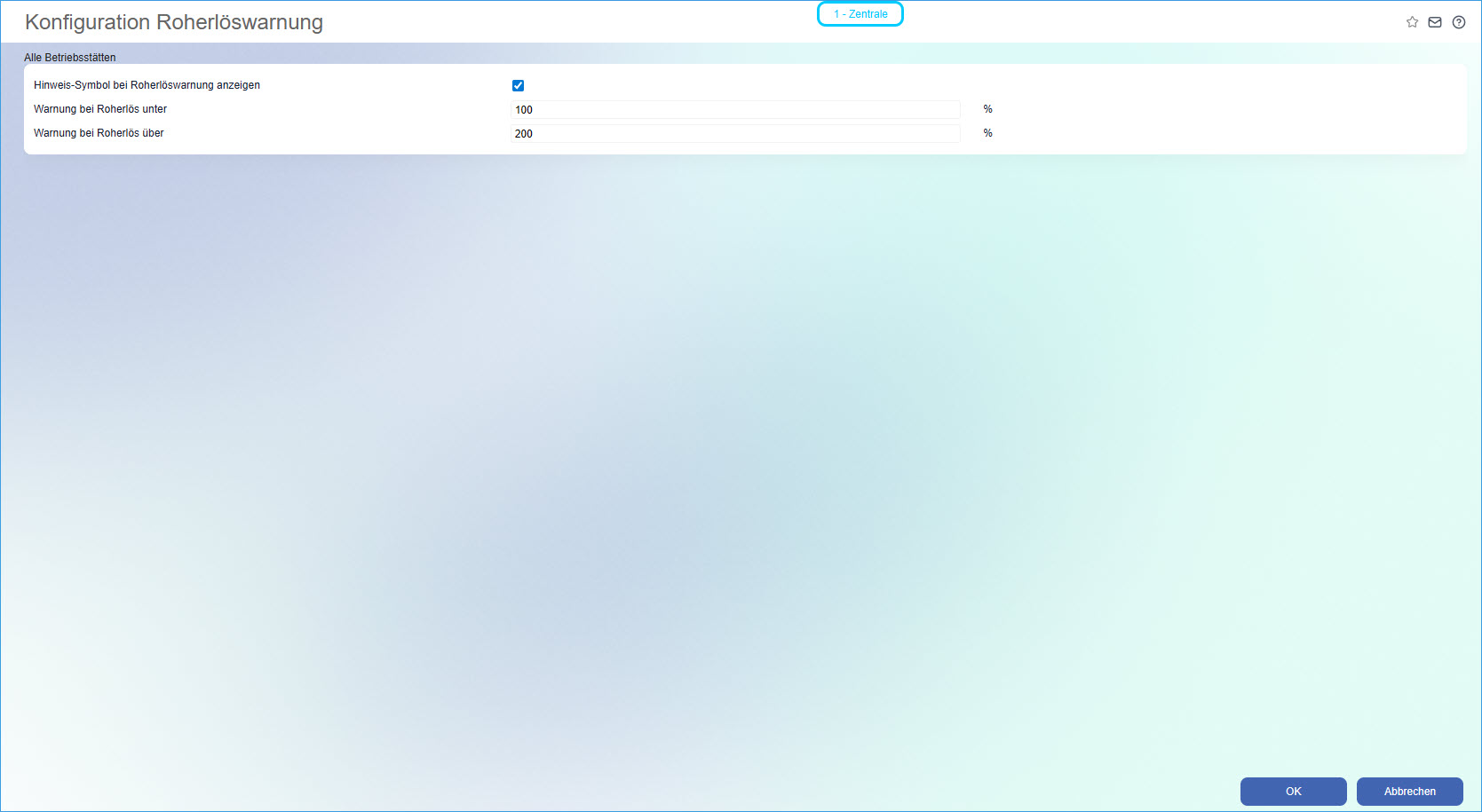 Konfiguration Roherlöswarnung 0