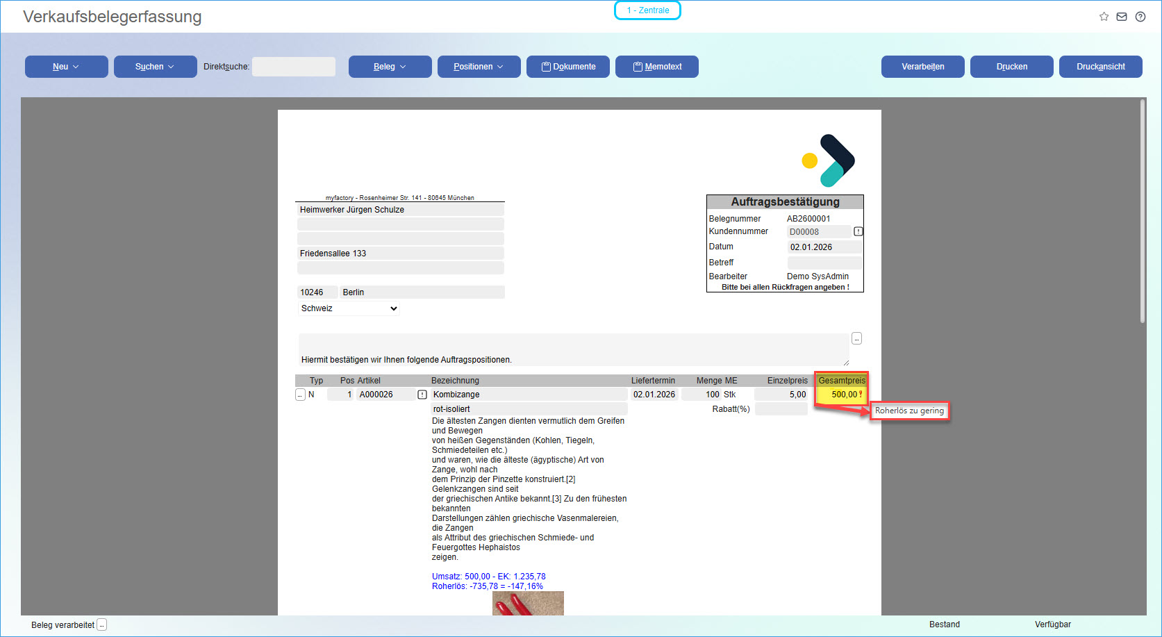 Konfiguration Roherlöswarnung 1