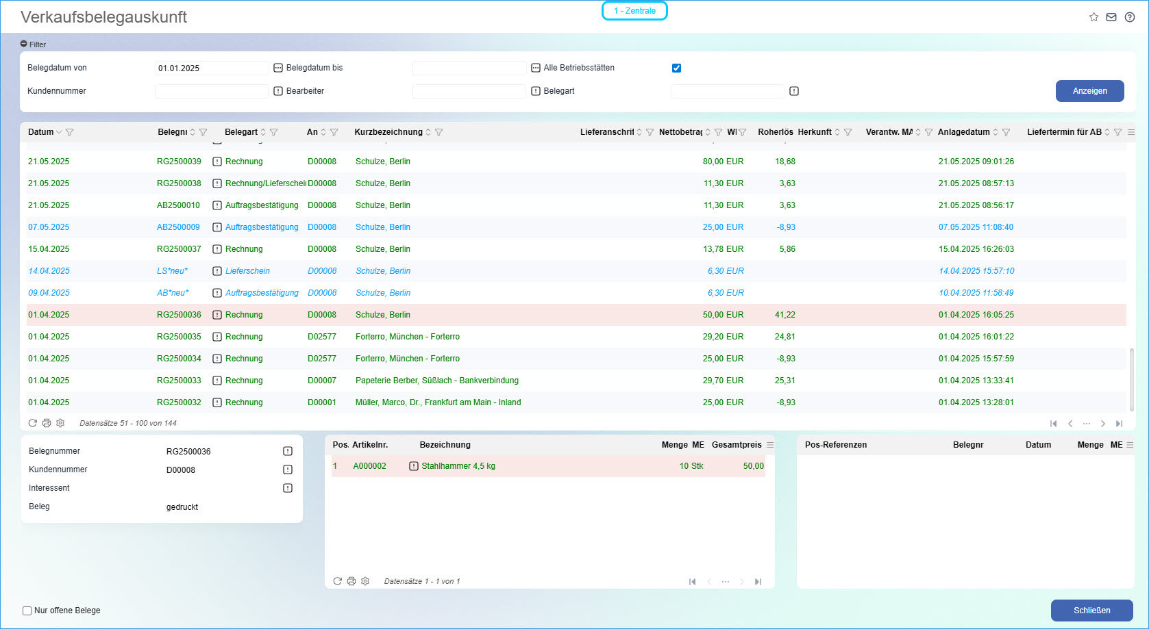 Konfiguration Verkaufsbelegauskunft 1
