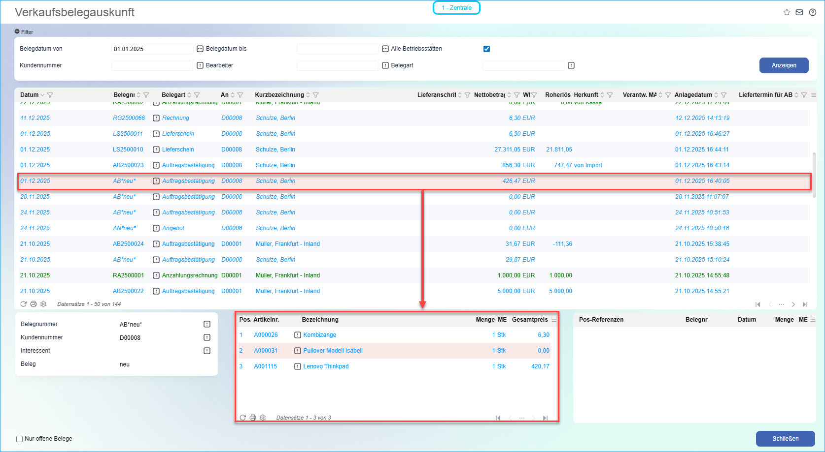 Konfiguration Verkaufsbelegauskunft 2