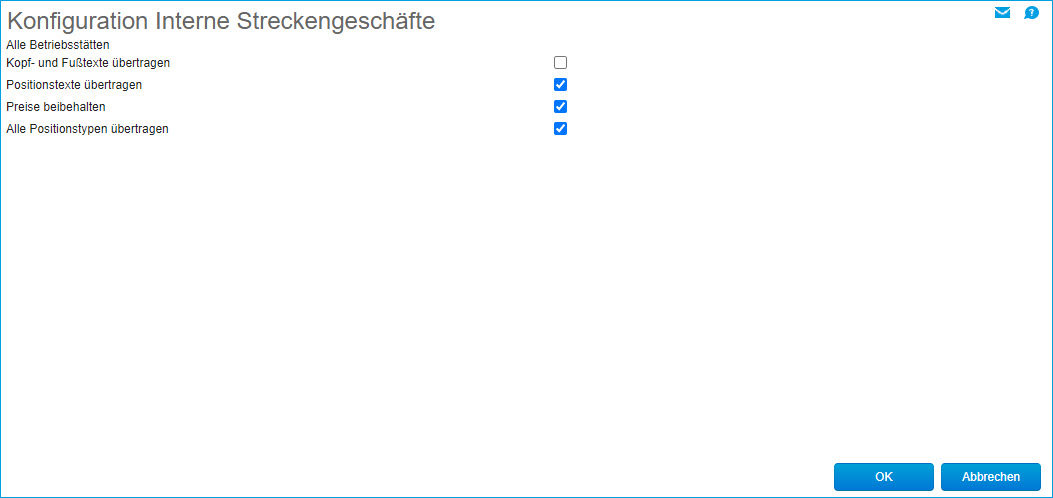 Konfiguration Interne Streckengeschäfte 0