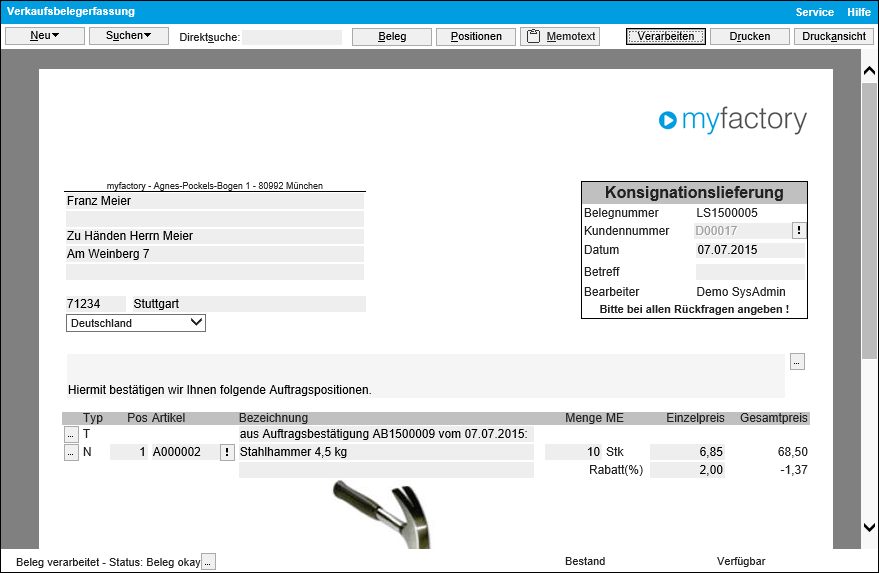 Konsignationslieferung 2