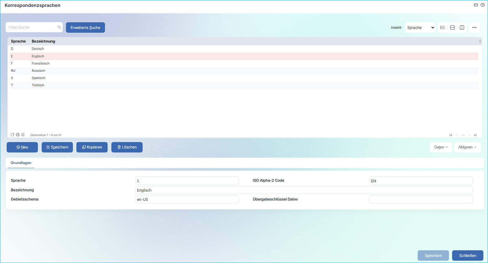 Korrespondenzsprachen 0