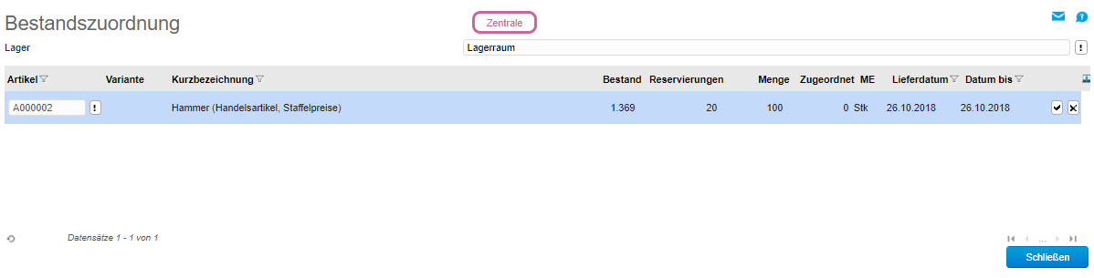 Reservierung für Adressen 1