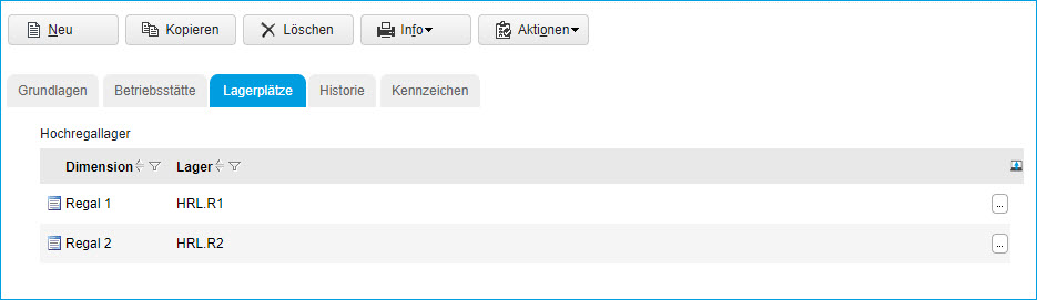 Register Lagerplätze 0