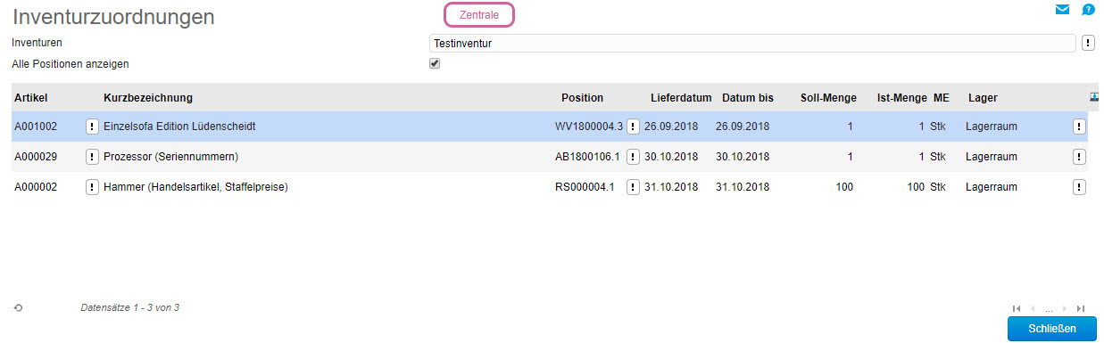 Inventurzuordnungen 0