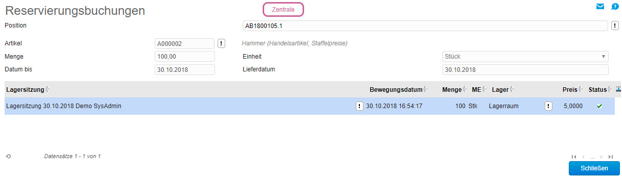 Reservierungsbuchungen 1