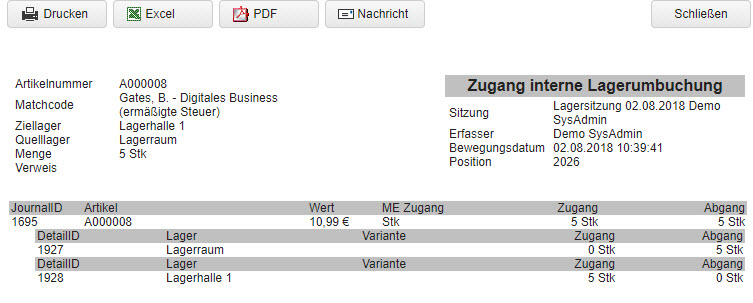 Lagerbewegungen buchen 6