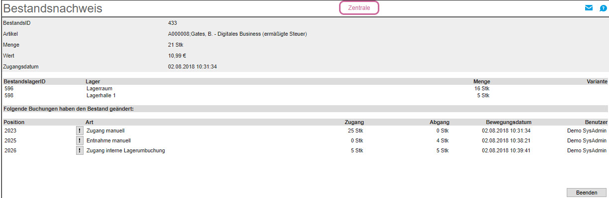 Lagerbewegungen buchen 5