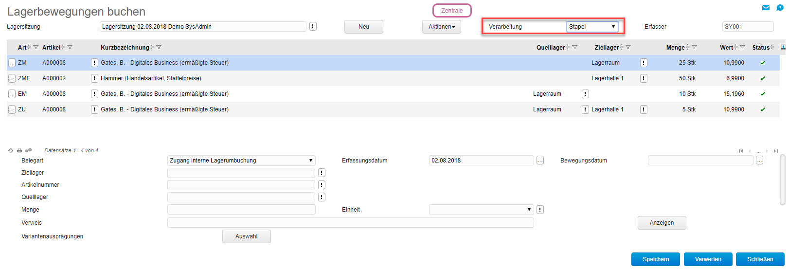 Lagerbewegungen buchen 8