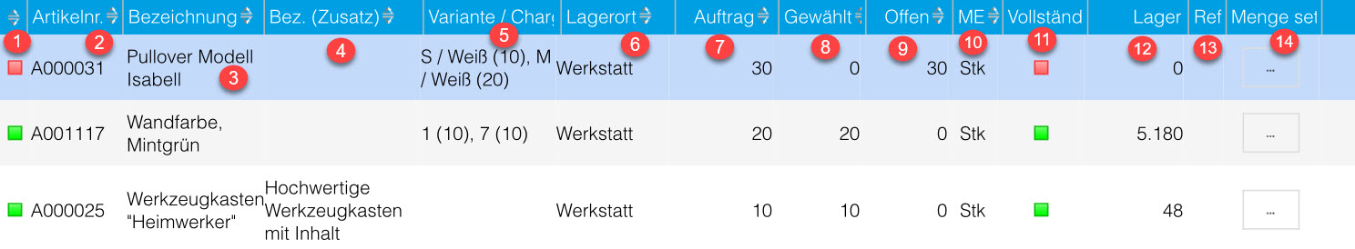 Kommissionierungsaufträge / Lieferübersicht 8