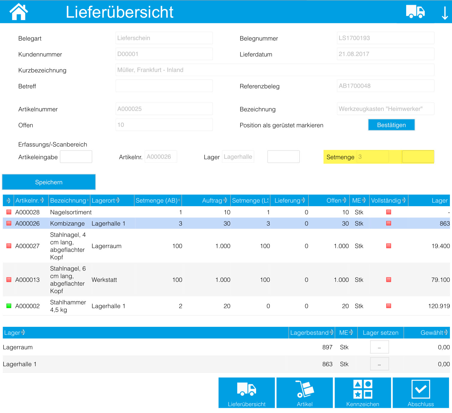 Kommissionierungsaufträge / Lieferübersicht 14