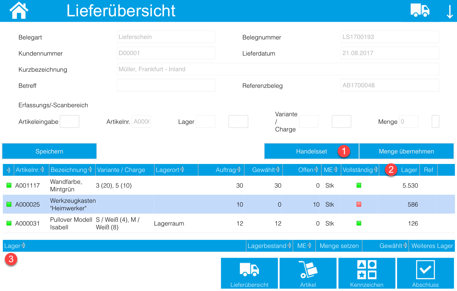 Kommissionierungsaufträge / Lieferübersicht 12
