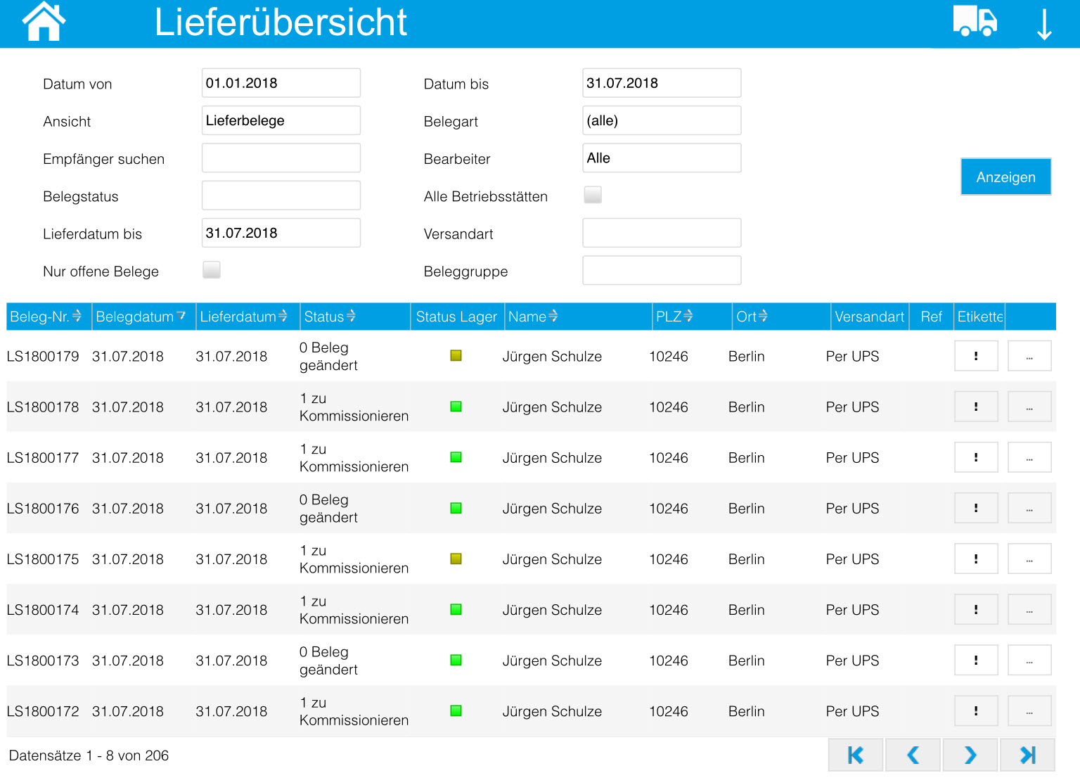 Kommissionierungsaufträge / Lieferübersicht 3