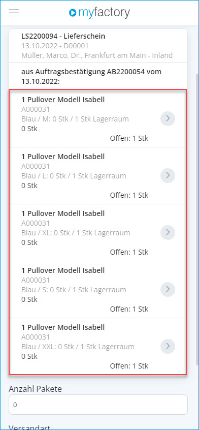 Konfiguration Lieferübersicht 3
