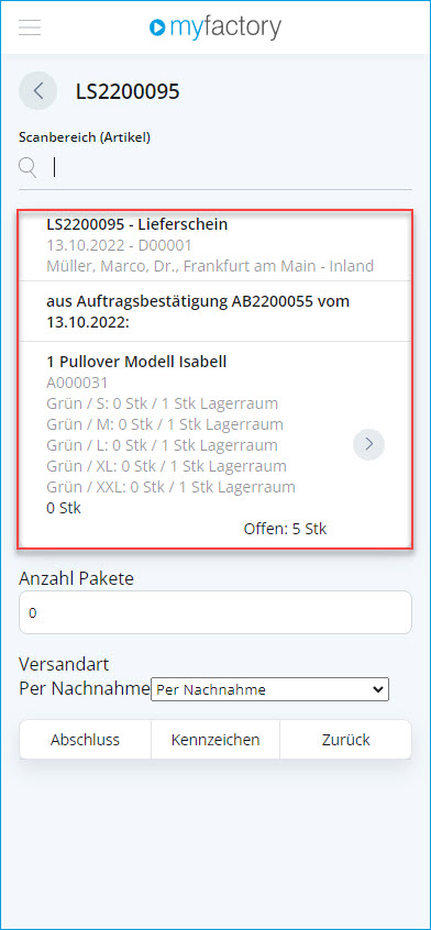 Konfiguration Lieferübersicht 4