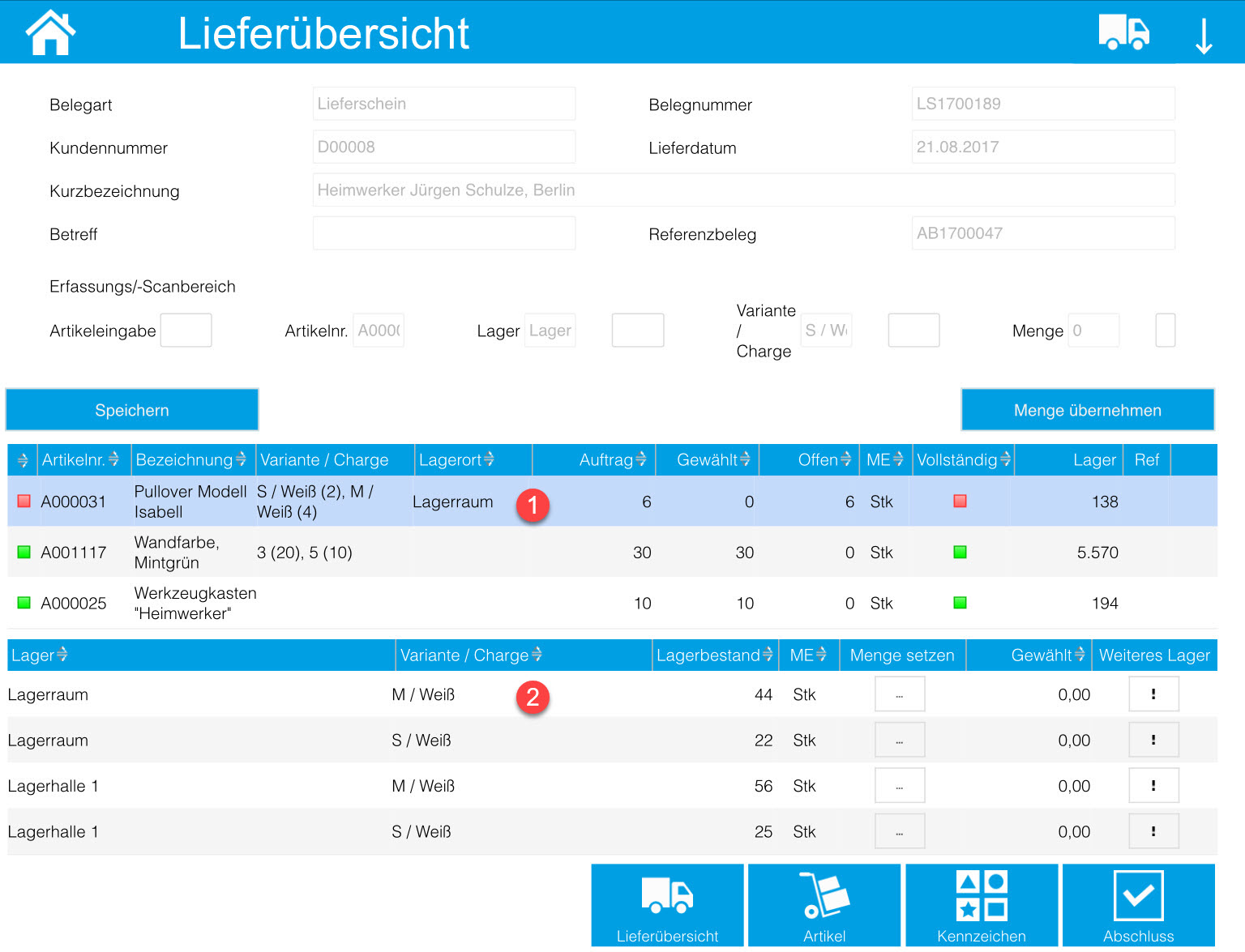 Kommissionierungsaufträge / Lieferübersicht 15