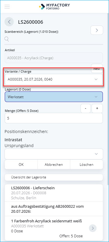 Kommissionierungsprozess mit Lieferschein 7