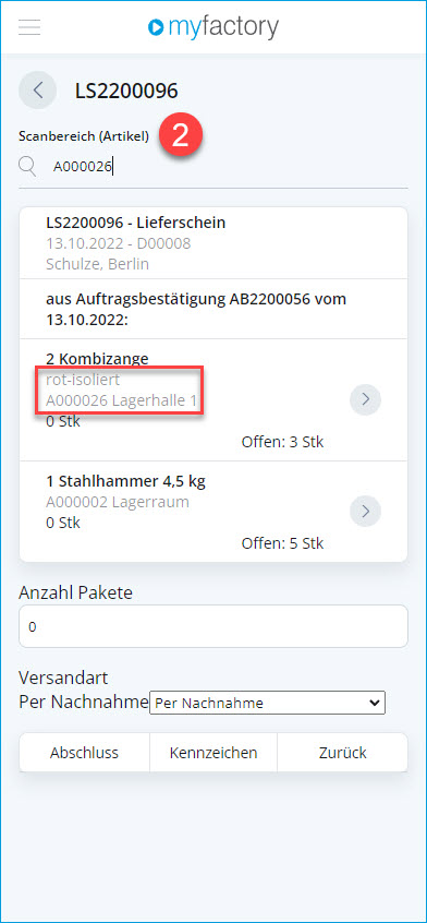 Kommissionierprozess mit Lieferschein 3