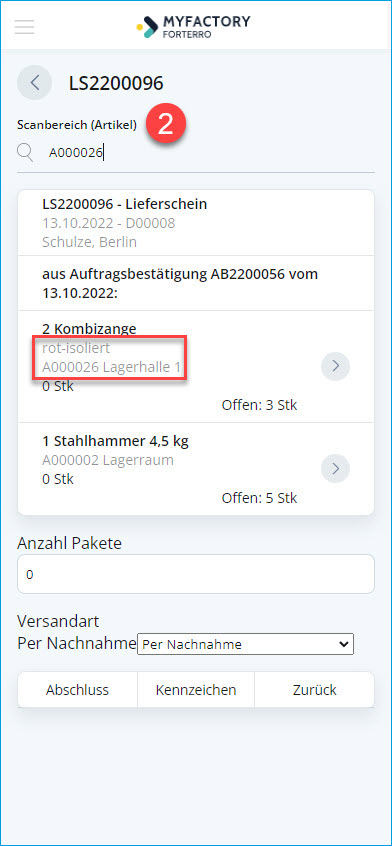 Kommissionierungsprozess mit Lieferschein 3