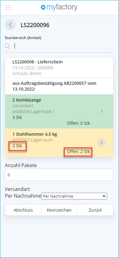 Kommissionierprozess mit Lieferschein 7