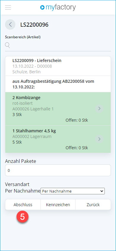 Kommissionierprozess mit Lieferschein 8