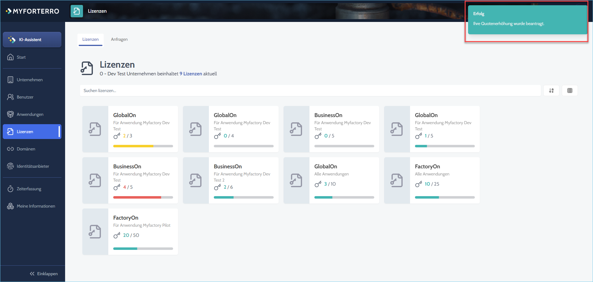 MyForterro-Grundlagen: So beantragen Sie Lizenzen in MyForterro  3