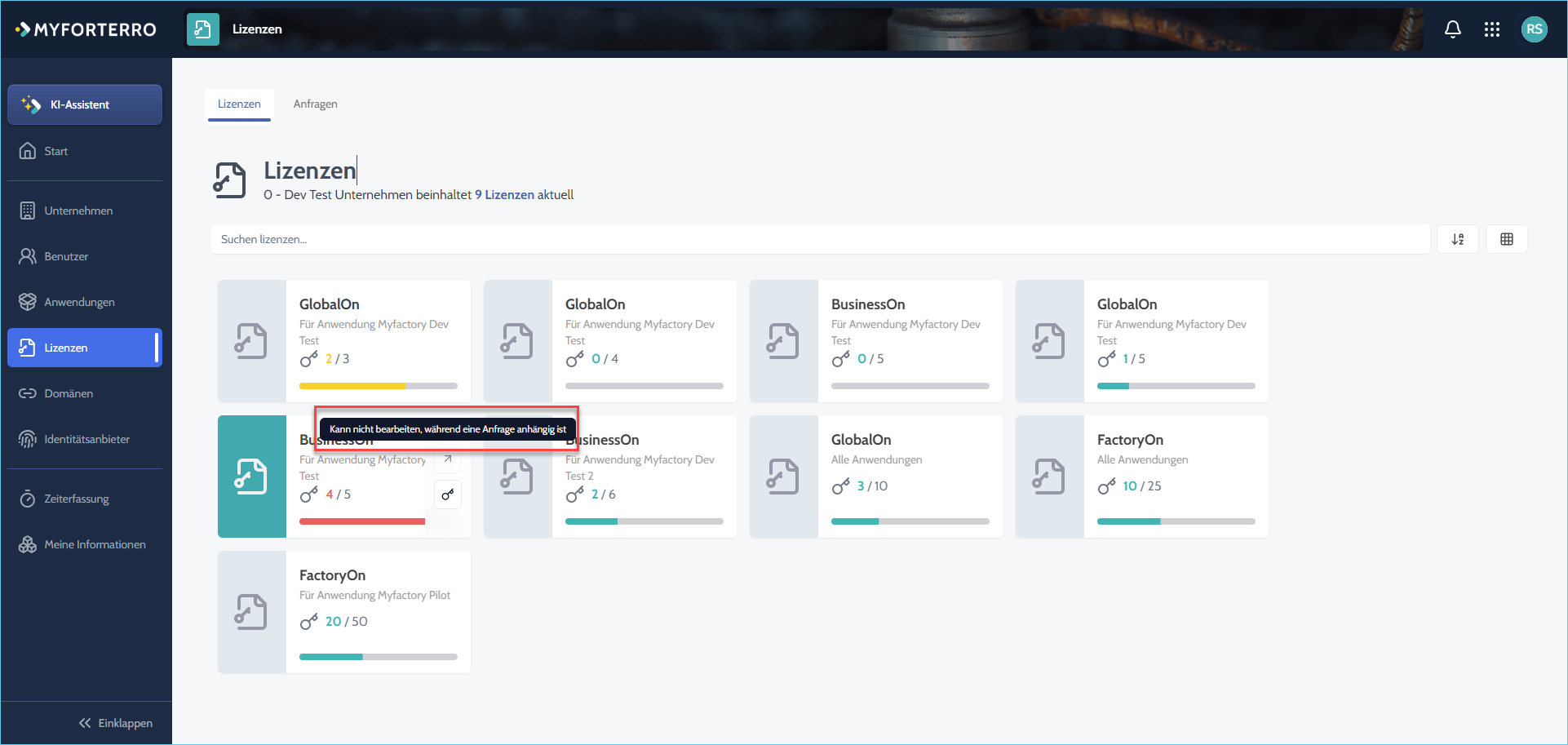 MyForterro-Grundlagen: So beantragen Sie Lizenzen in MyForterro  4