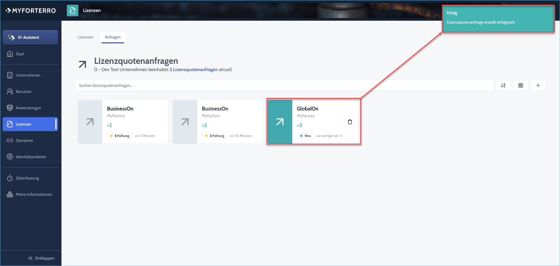 MyForterro-Grundlagen: So beantragen Sie Lizenzen in MyForterro  17