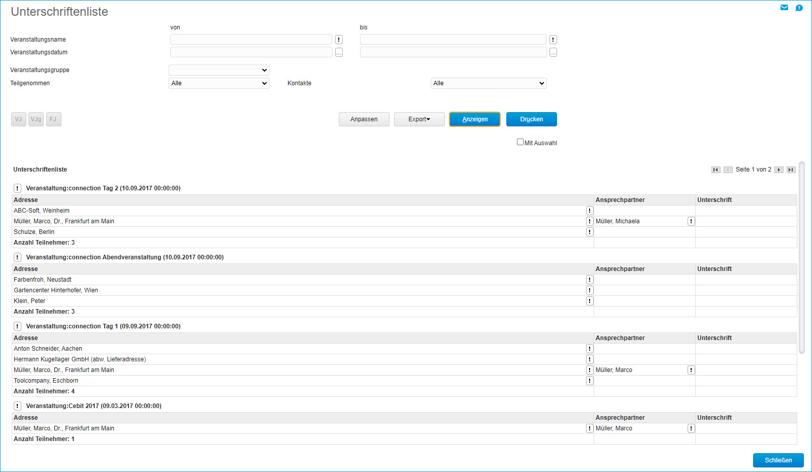 Unterschriftenliste 0