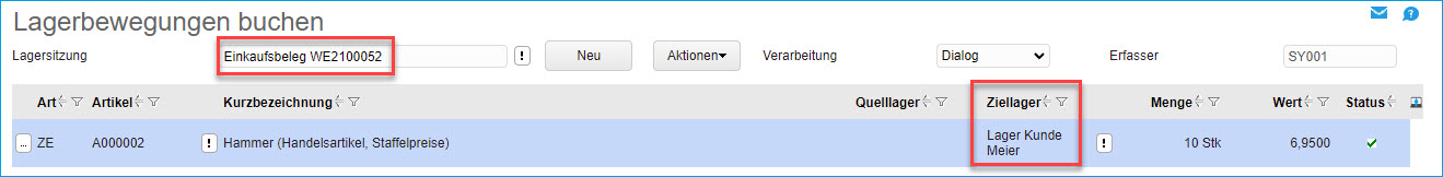 Konfiguration Wareneingänge 5