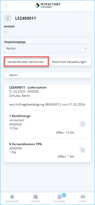 Konfiguration Lieferübersicht 8