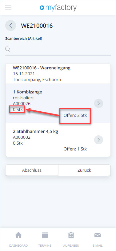 Wareneingänge 7