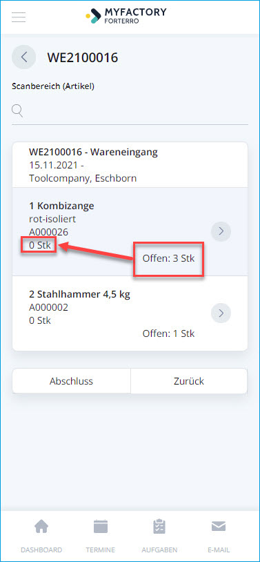 Wareneingänge 7