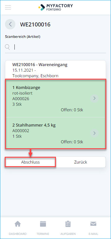 Wareneingänge 16