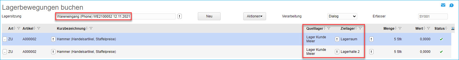 Konfiguration Wareneingänge 6