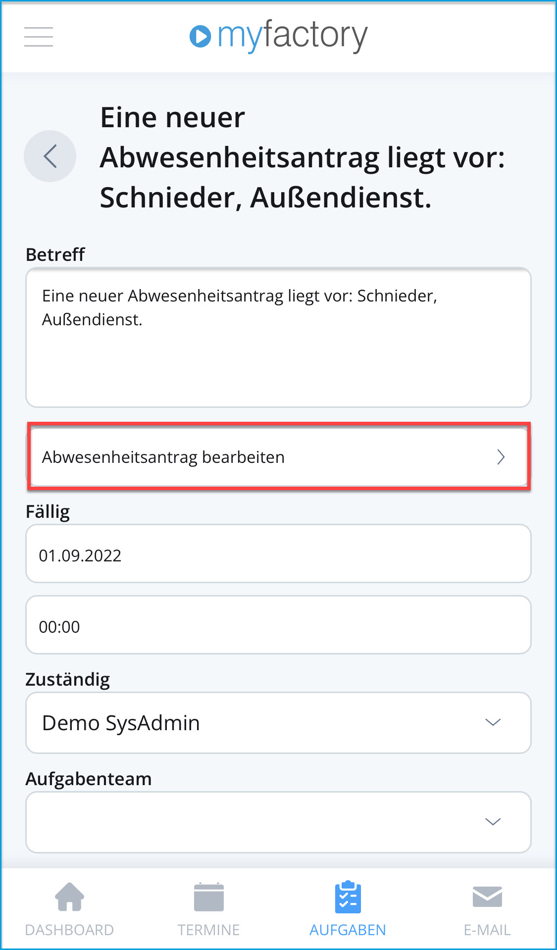 Abwesenheitsanträge mobil genehmigen 1