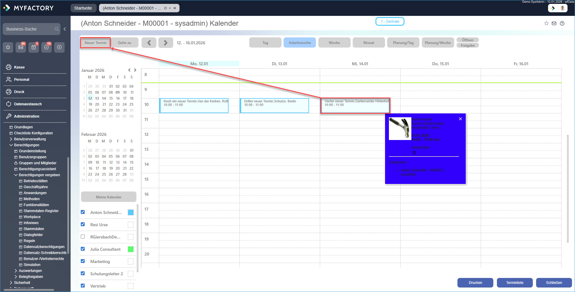 Neuen Termin anlegen 0