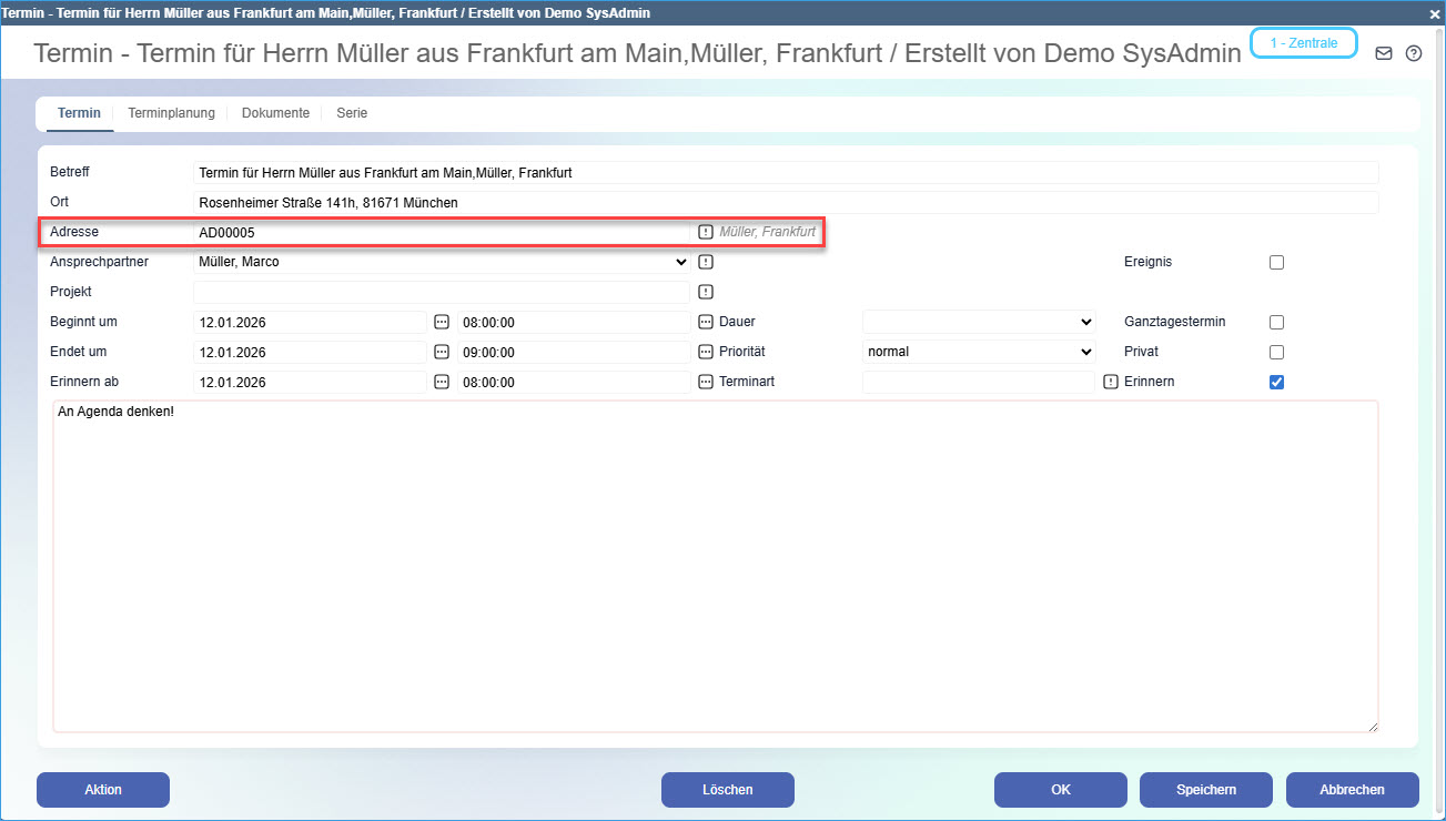 Neuen Termin anlegen 1